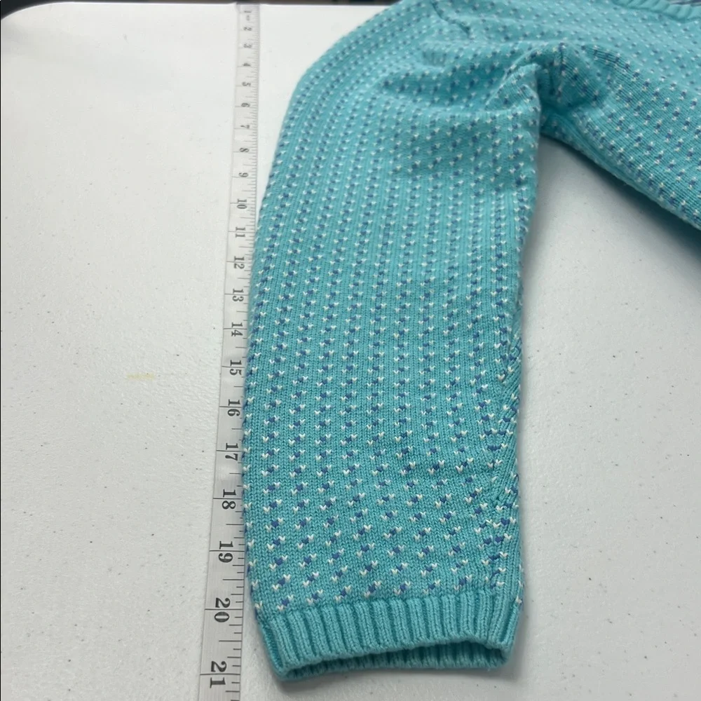 Vintage‎ L.L. Bean Women's Teal  Heart Design Cottagecore Cardigan Size Small